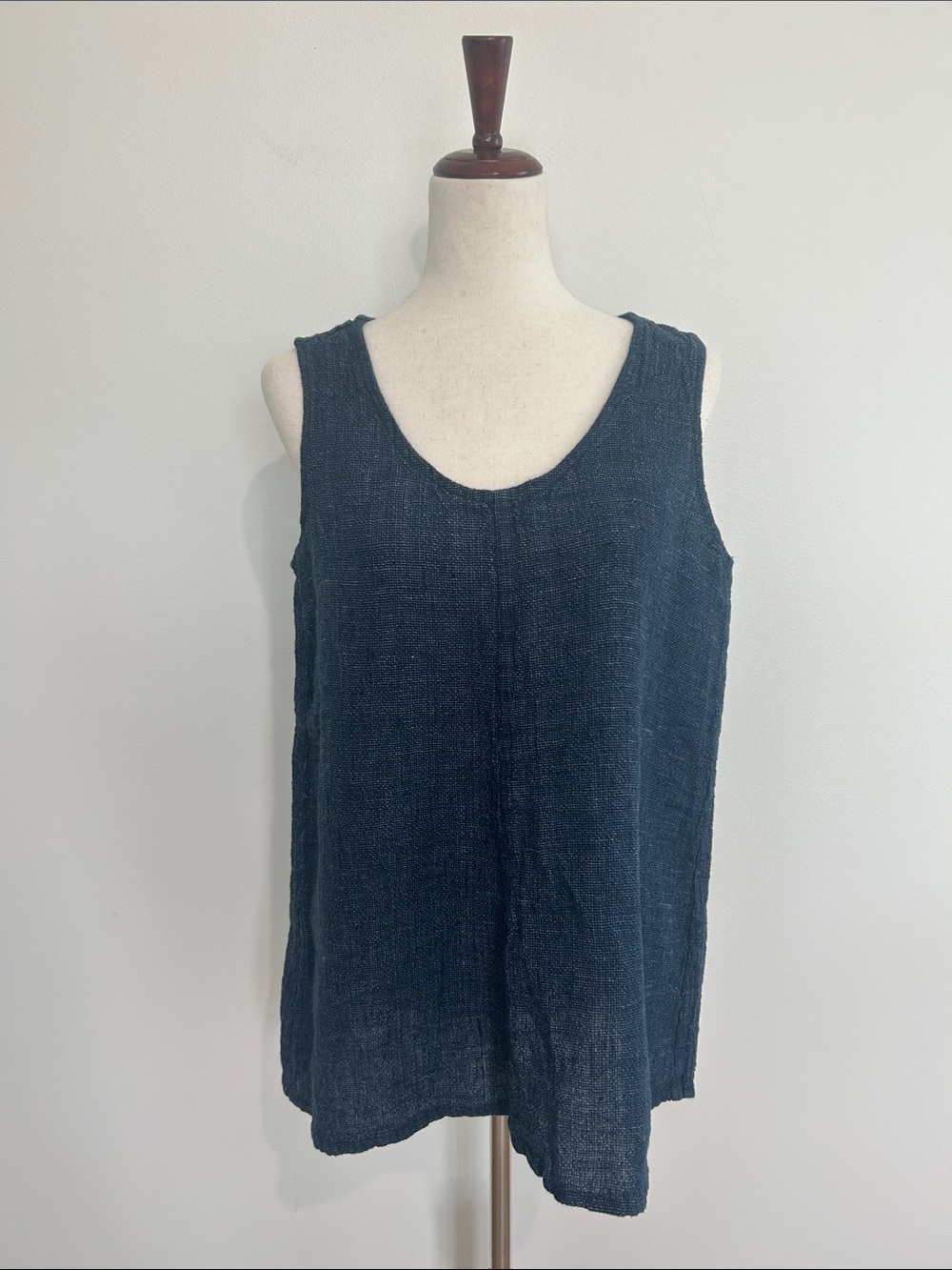 Flax Navy Textured 100% Linen Scoop Neck Tunic Tank Size Small 6 8 10 NWT